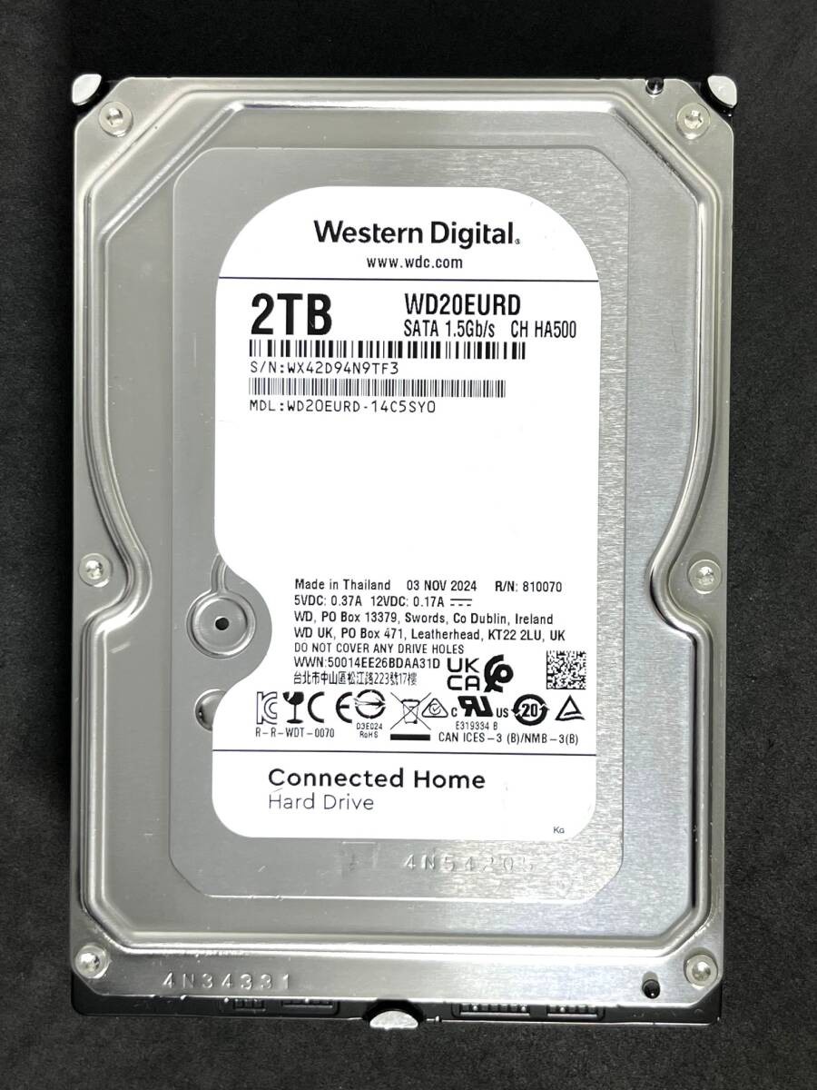 2TB  [ Usage time: 129h ] Western Digital / WD20EURD 2024 manufacture Low usage