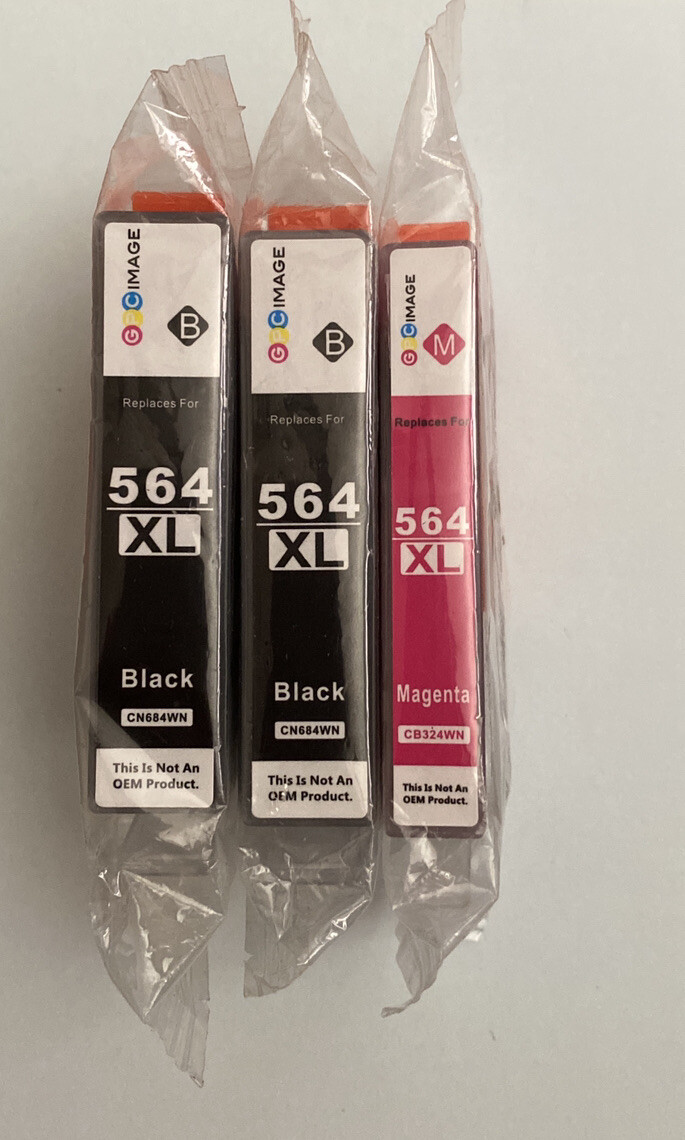 3 pk New 564XL Ink 2 black, 1 magenta (ID4-50)