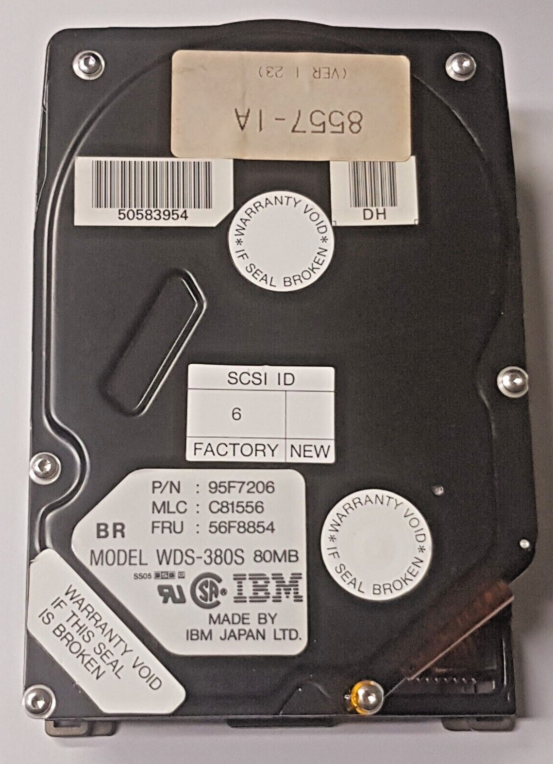 80MB IBM WDS-380S P/N 95F7206 3600RPM SCSI 50pin 32KB HDD 3.5" Hard Drive