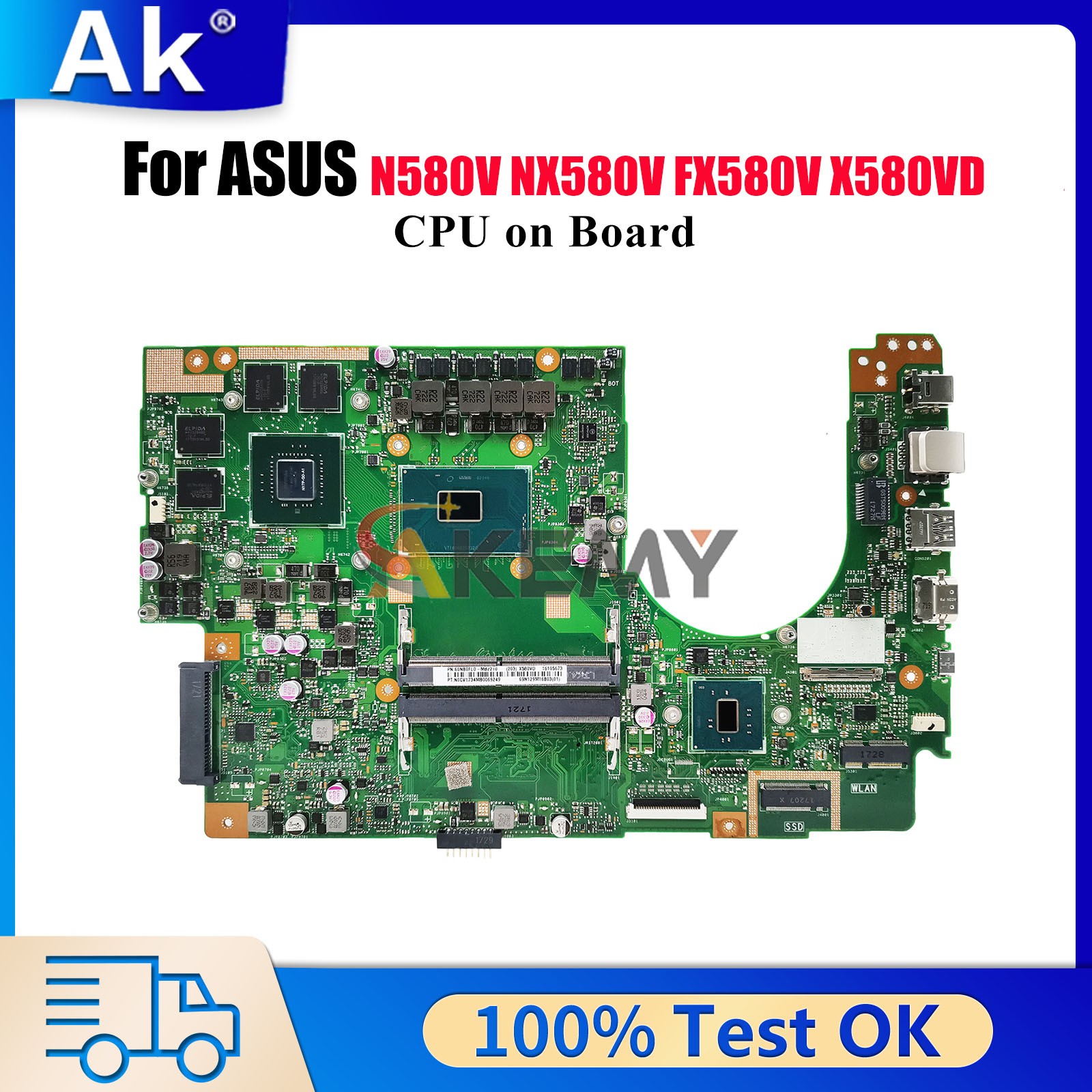 X580VD Laptop Motherboard For ASUS NX580V FX580VX580VN N580V Mainboard W/CPU