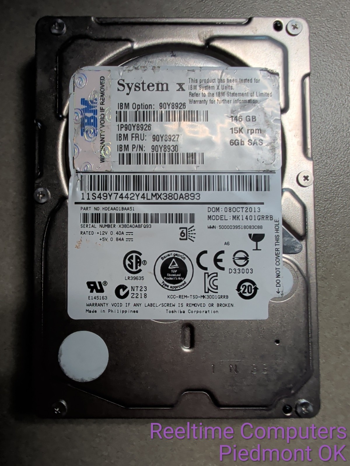 IBM 90Y8926 90Y8927 146GB 15K SAS 6Gbps 2.5" HDD System x Server Drive