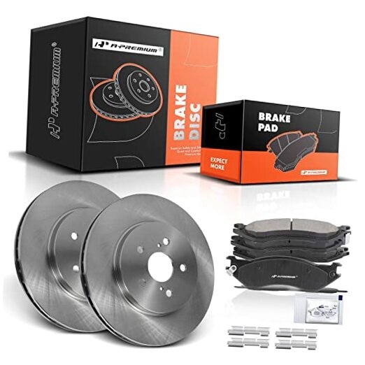 12.11 inch (307.5mm) Front Vented Disc Brake Rotors + Ceramic Pads Kit 4WD