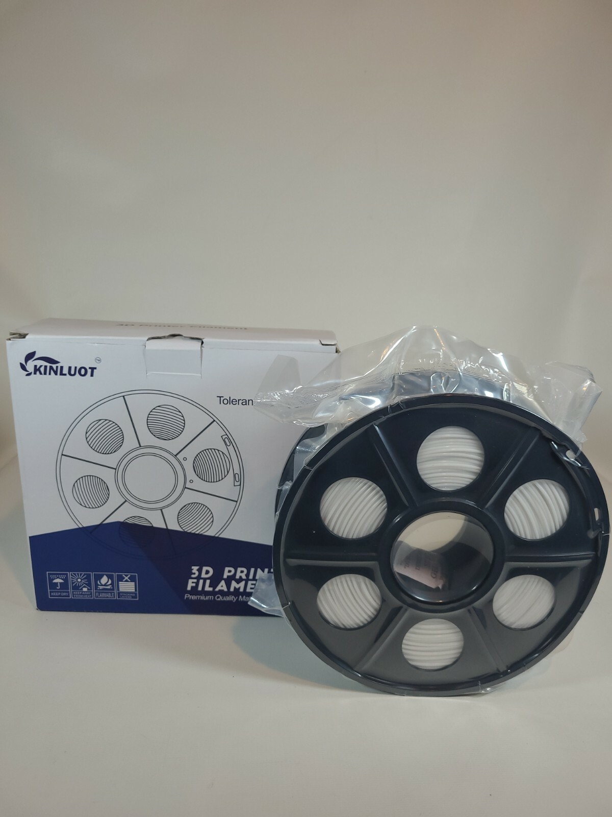 Kinluot 3D Printer Filament PLA 1.75mm w/ 0.03mm Tolerance WHITE - NEW SEALED