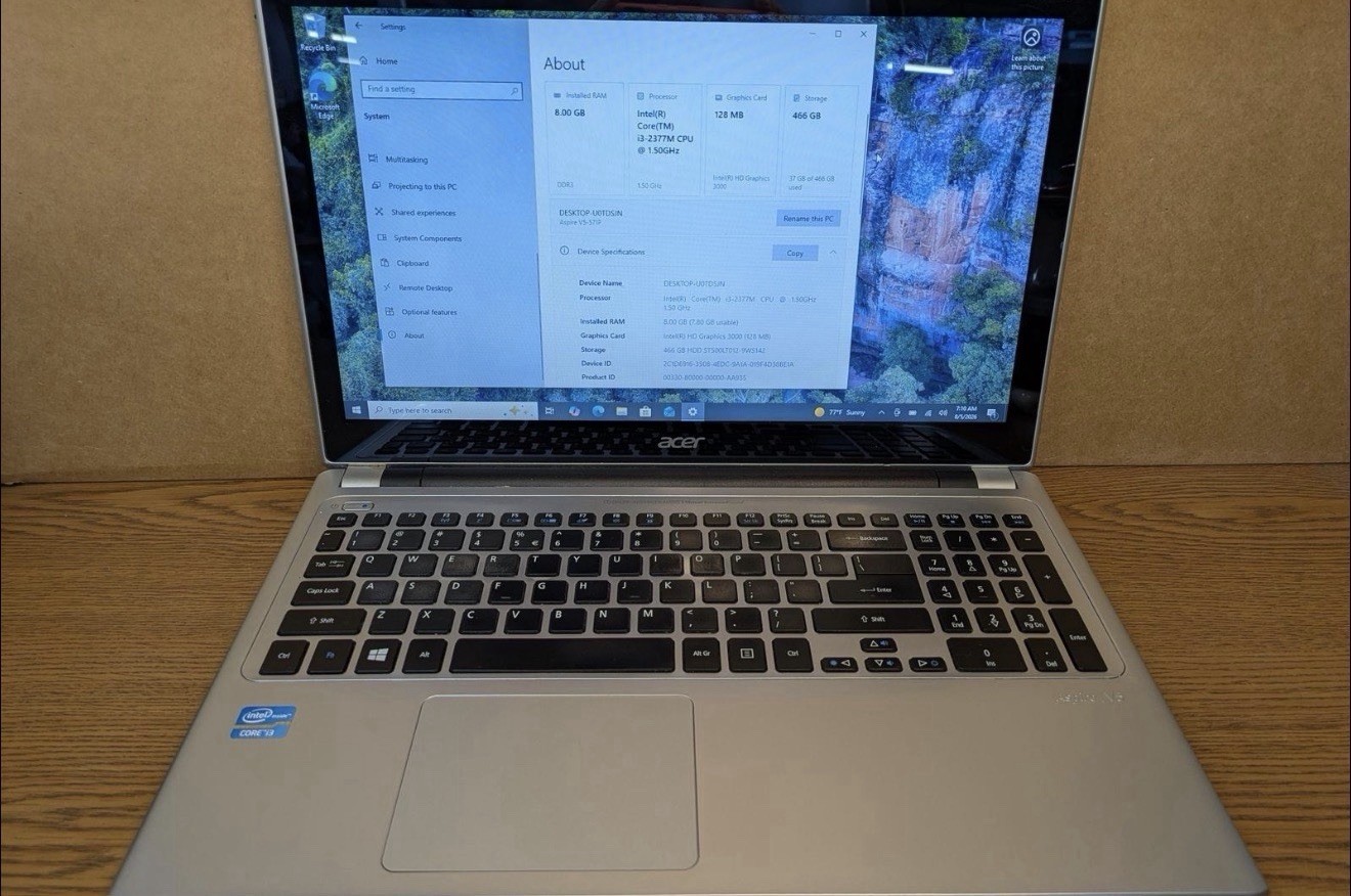 Acer Aspire V5 571P (i3-2377M @ 8GB RAM, 500GB HDD, Win 10)
