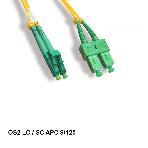 [Lot10] 2 M LC/SC APC OS2 9 /125 Duplex Single-Mode Fiber Optic Cable OFNR
