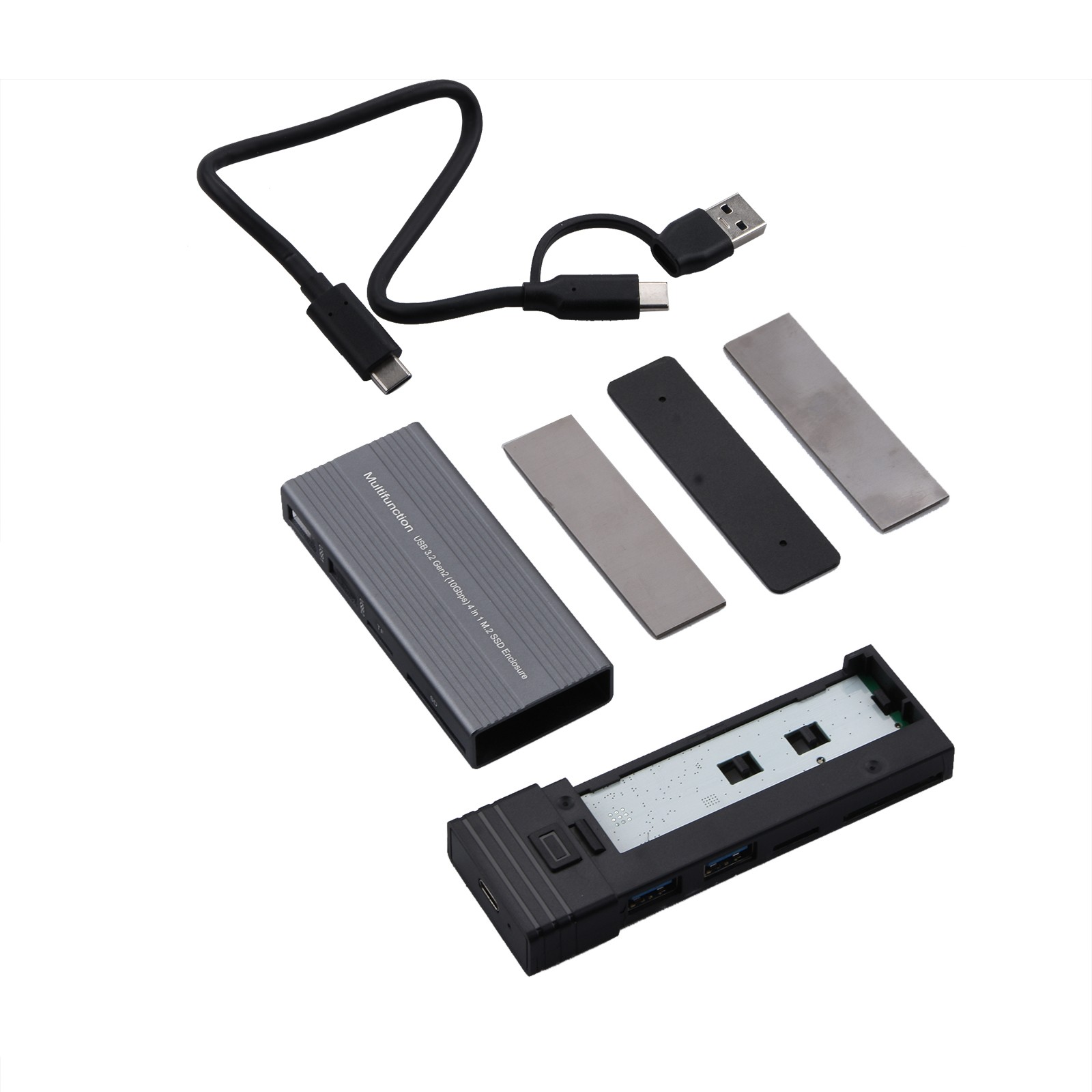 10Gbps Mobile External SSD Adapter Case Dual-in-One Design Hub+Hdd Enclosure