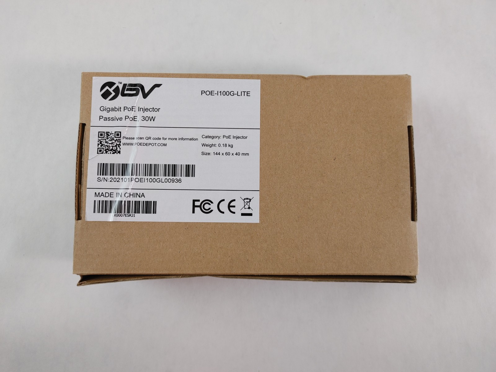 New BV-Tech POE-I100G-LITE Gigabit Power Over Ethernet PoE+ Injector�30W