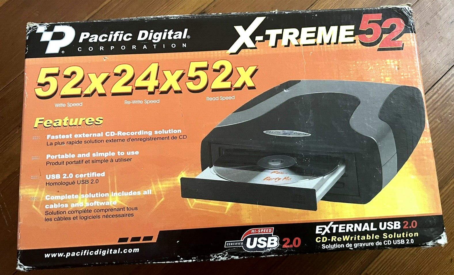 Pacific Digital X-treme 52x24x52xExternal CD Player Writer Rewrite Drive USB 2.0