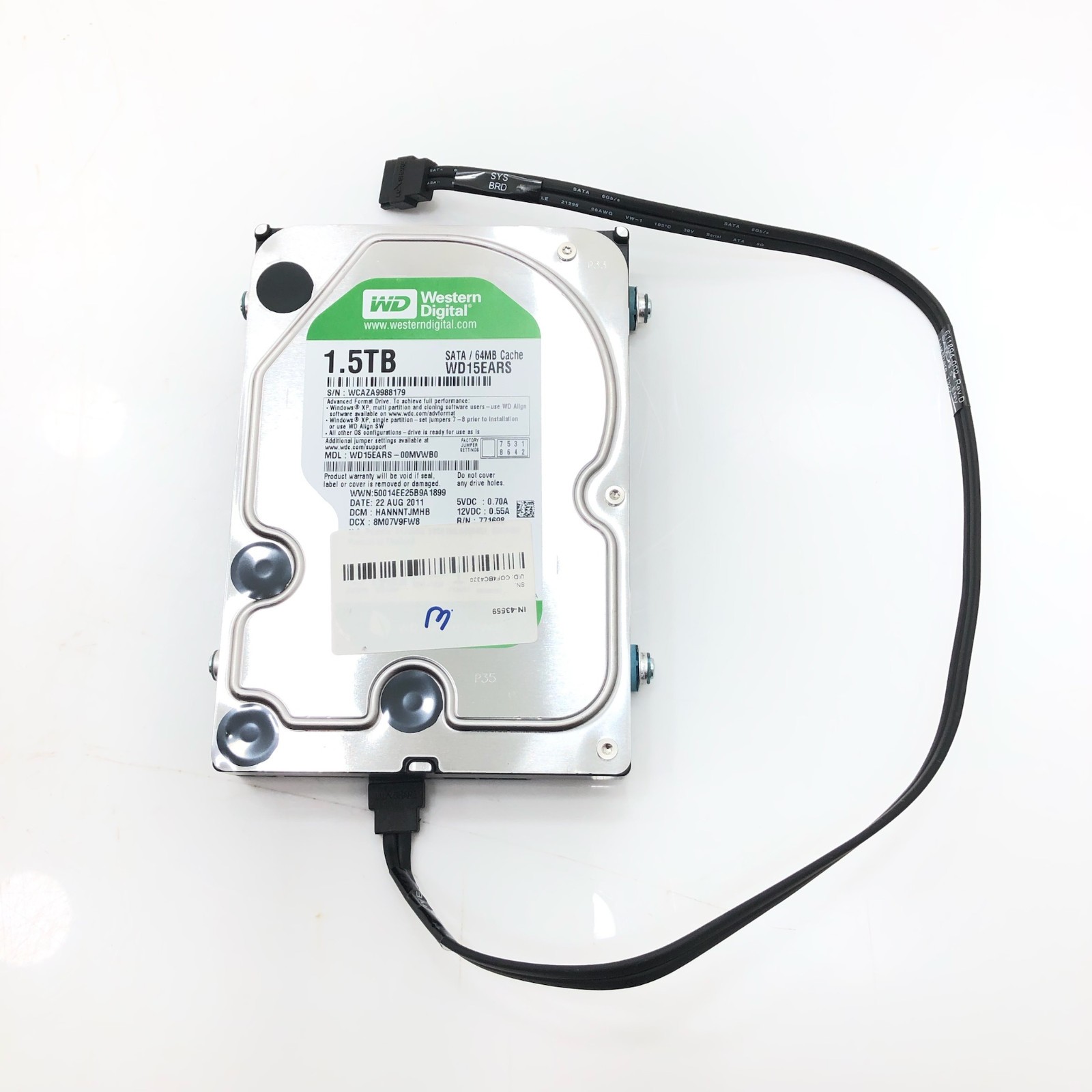 Western Digital WD15EARS-00MVWB0 SATA 1.5TB 3.5" Hard Drive Caviar Green