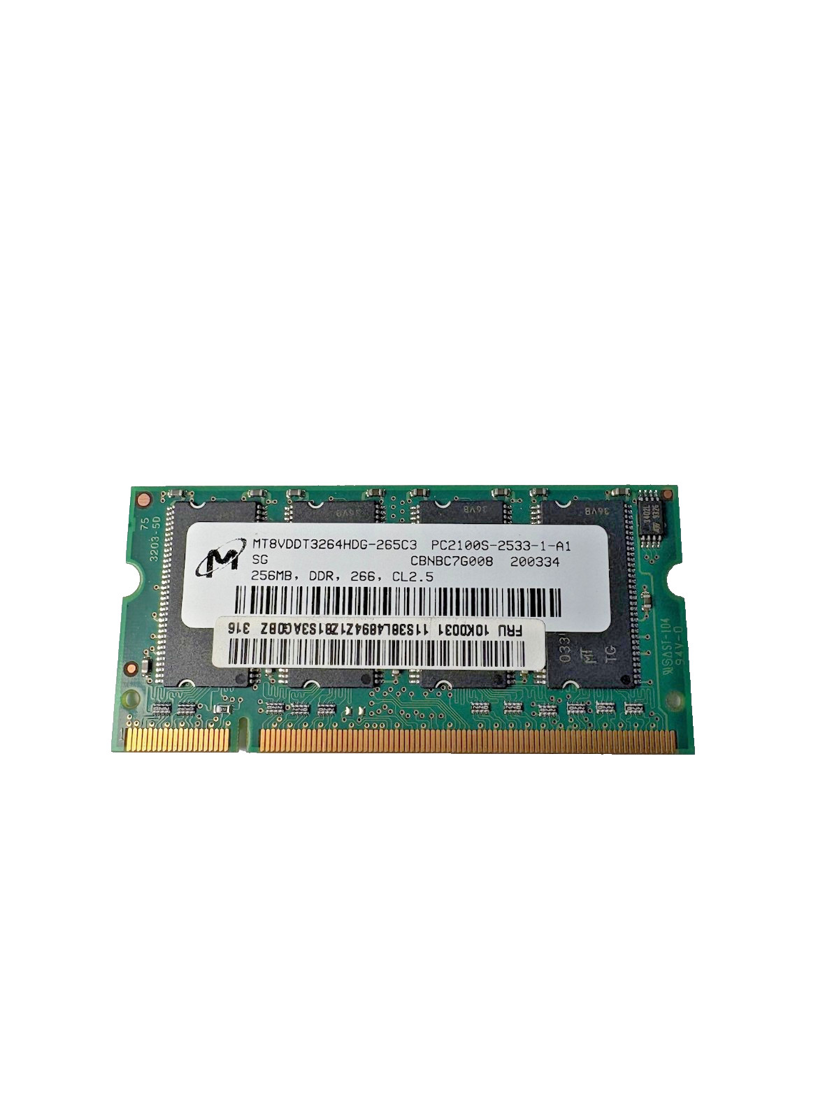 Micron PC2100S 256 MB SO-DIMM 266 MHz DDR Memory (MT8VDDT3264HDG-265C3)