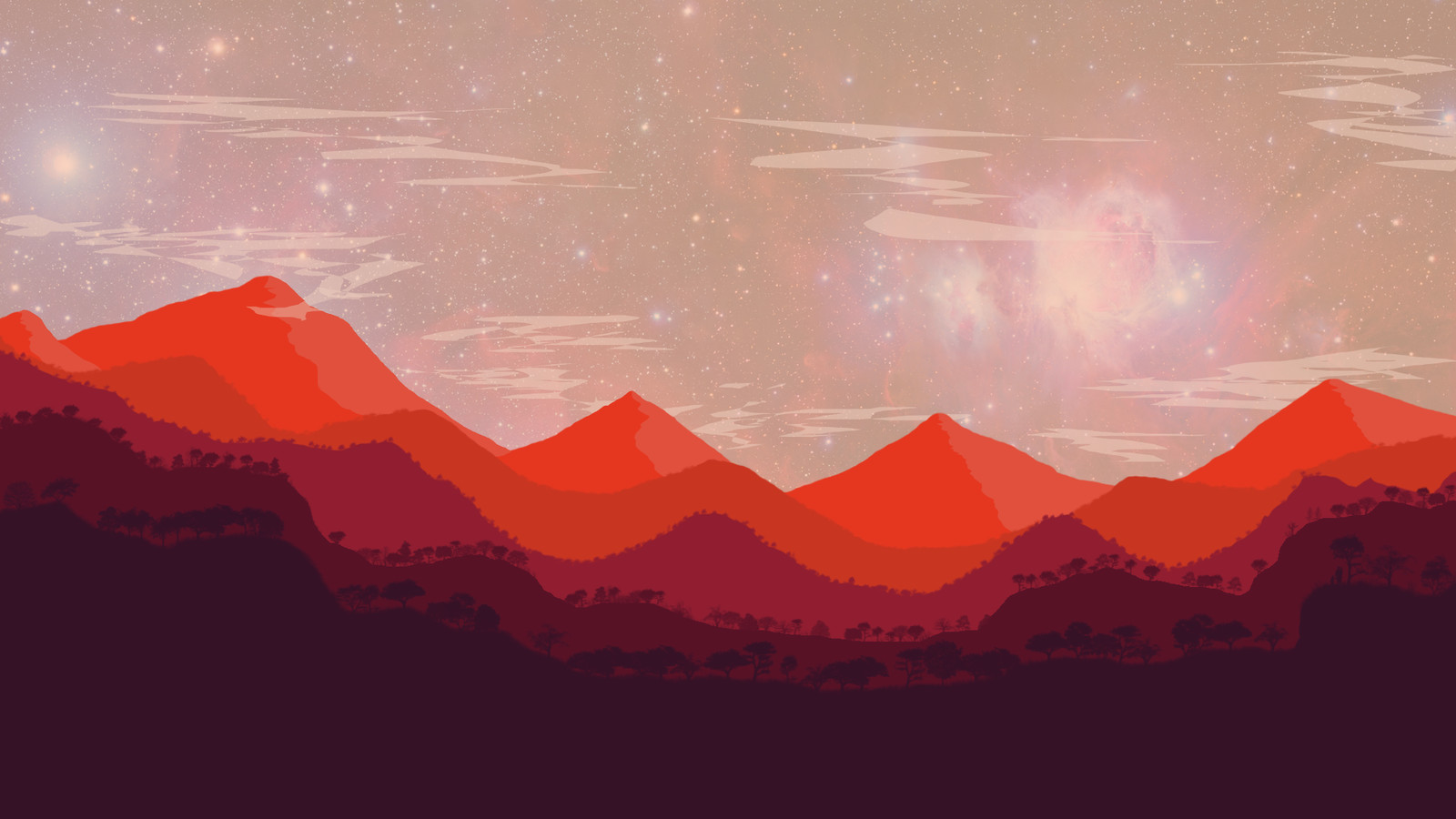 Landscape abstract red mountains photoshopped Custom Gaming Mat Desk