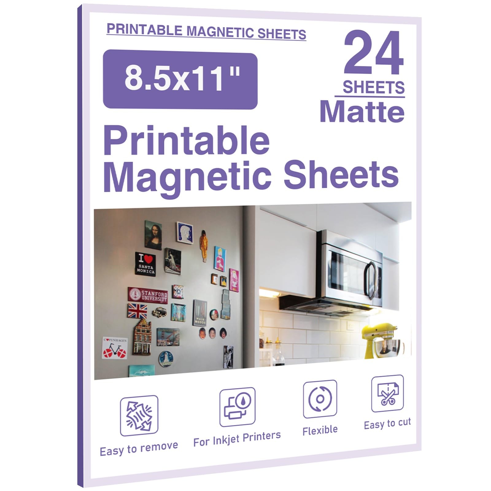 24 Pcs Printable Magnetic Sheets 8.5x11 Inches Matte