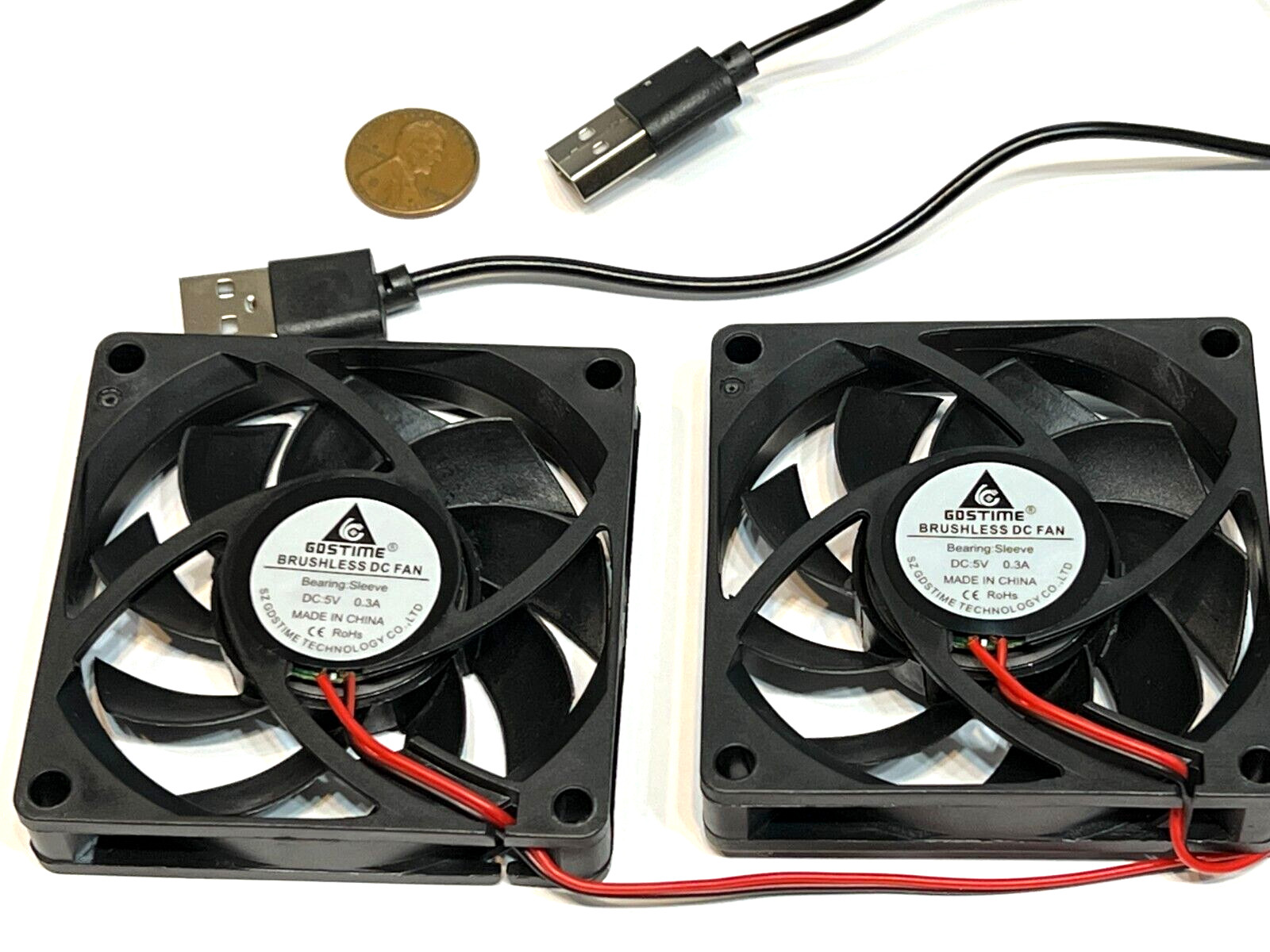 2 Pieces USB Connector Fan 5v 70mm x 15mm 2pin 7015 extruder fan cpu blower G28