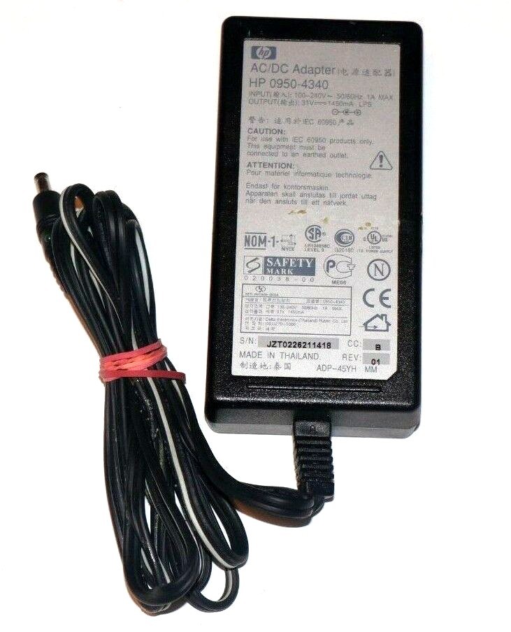 Genuine HP 0950-4340 Printer AC/DC Adapter Output: 31V-1450mA