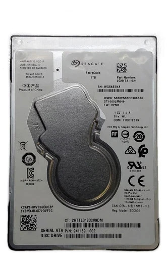 Seagate ST1000LM049 1TB 7200RPM SATA 3 128MB Hard Drive 2.5" HDD