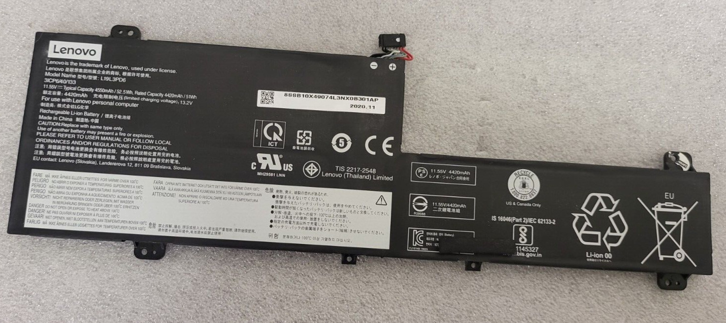 Lenovo IdeaPad Flex 5 14ARE05 14IIL05 15ITL05 Battery 11.52V 52.5Wh L19C3PD6 USA