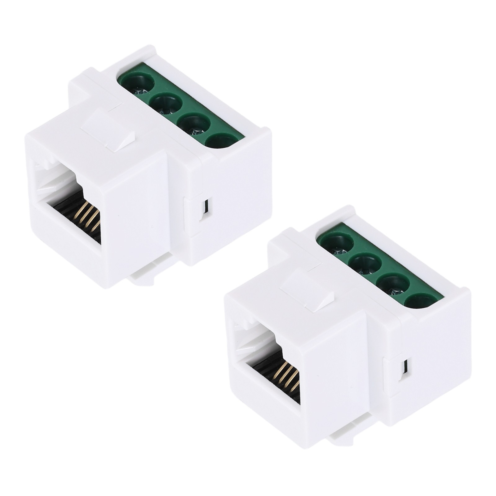 2 Pack RJ11 Cat 3 Telephone Jacks with Screw Terminal to RJ11 6P4C Female, White