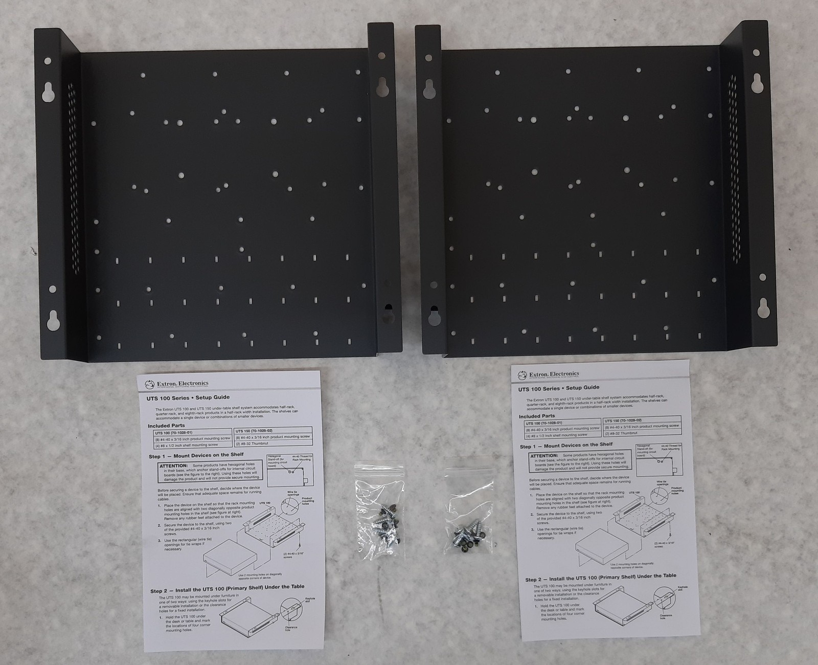 Lot of 2 Extron UTS 100 Primary Shelf Gray P/N 70-1028-01