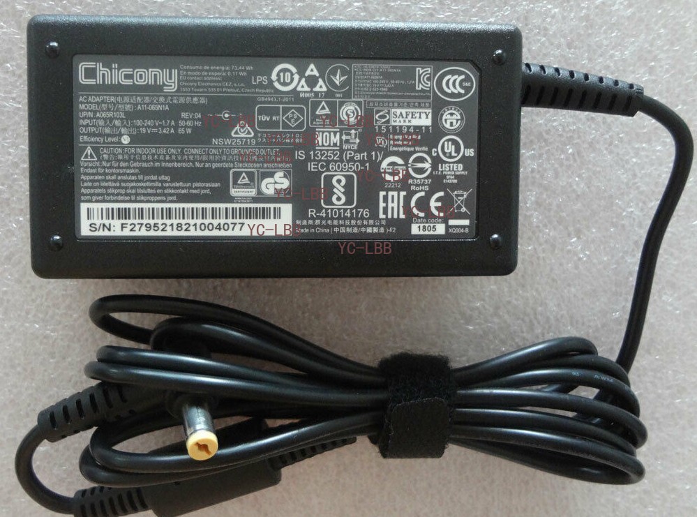 Genuine OEM Chicony 19V3.42A 65W For Acer Aspire 5 A515-43-R19L AC Adapter
