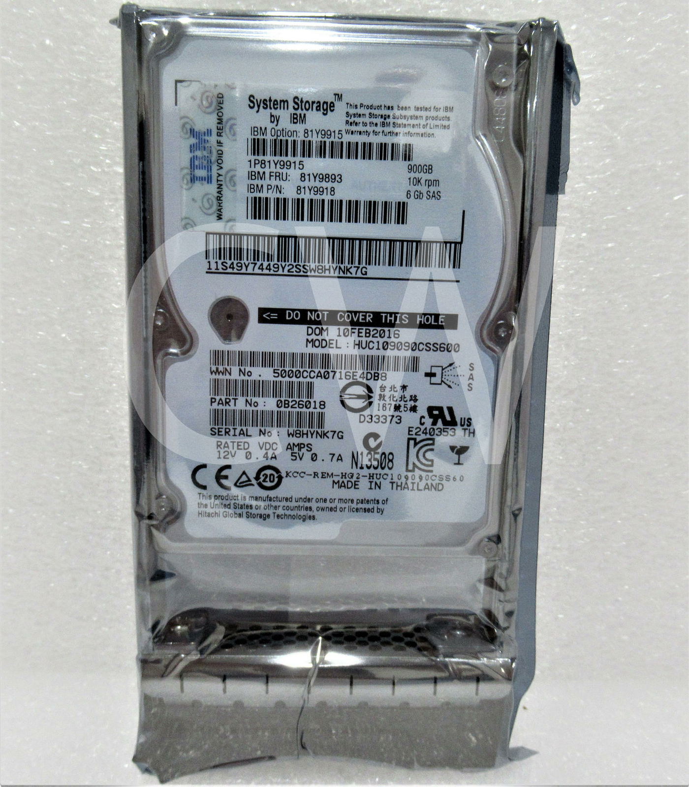 81Y9893 81Y9915 81Y9918 IBM 900GB 10K RPM 6Gb/s 2.5" SAS Hard Drive 0-HOURS