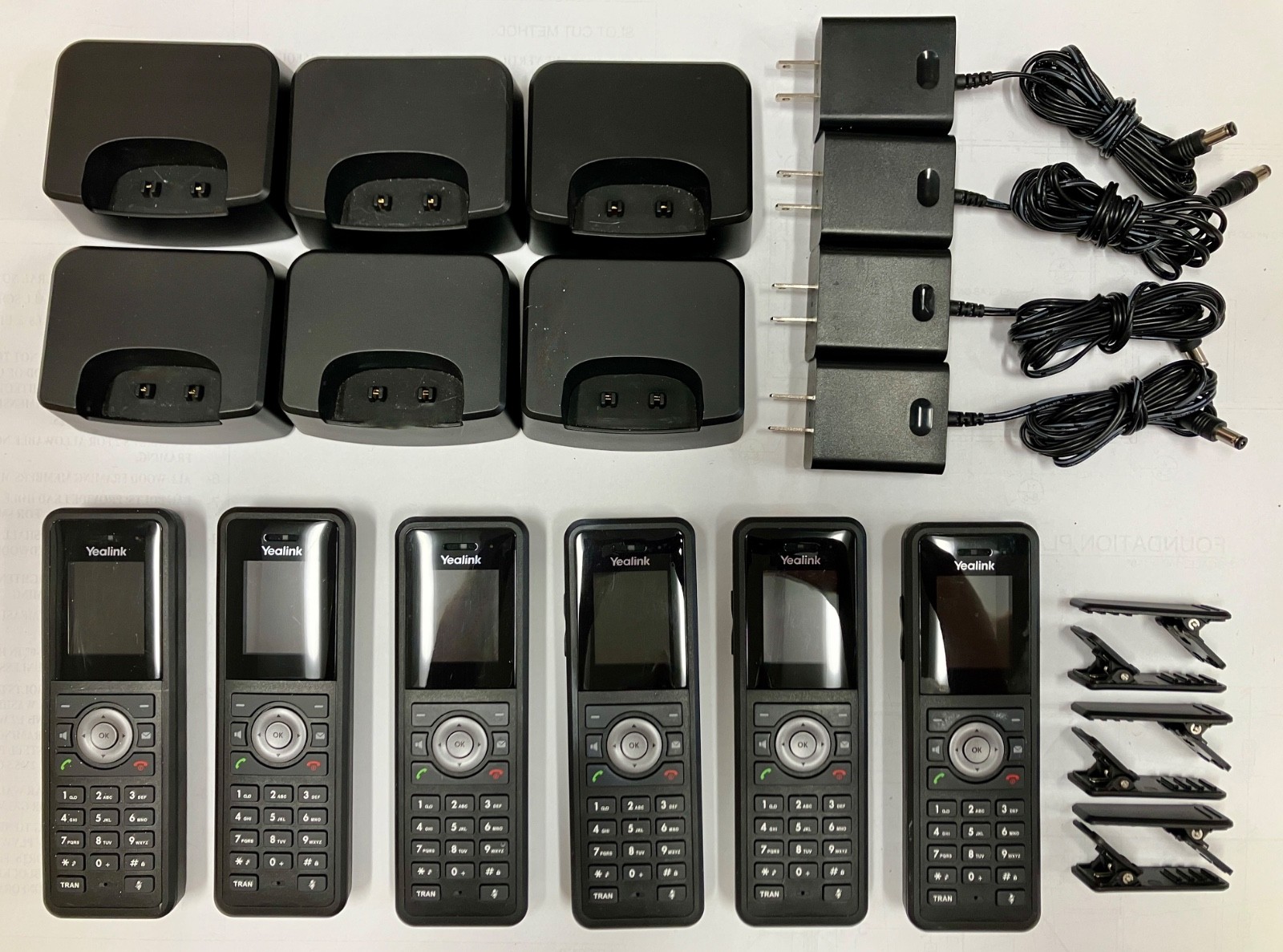 Lot of 6 Yealink W59R Cordless Ruggedized DECT IP Phones, 1.8-Inch Color Display