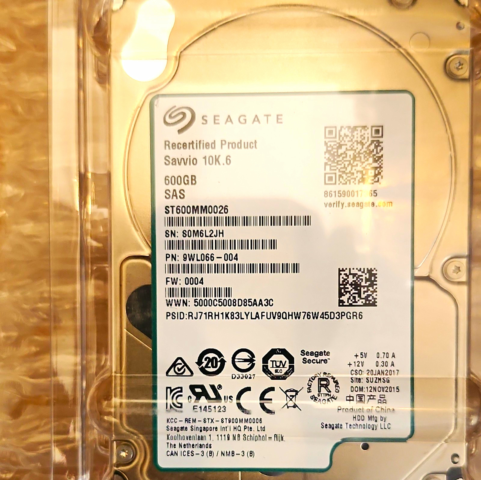 Seagate Savvio 10K.6 600GB 2.5" SAS HDD 10K RPM 64MB Hot Swap ST600MM0026