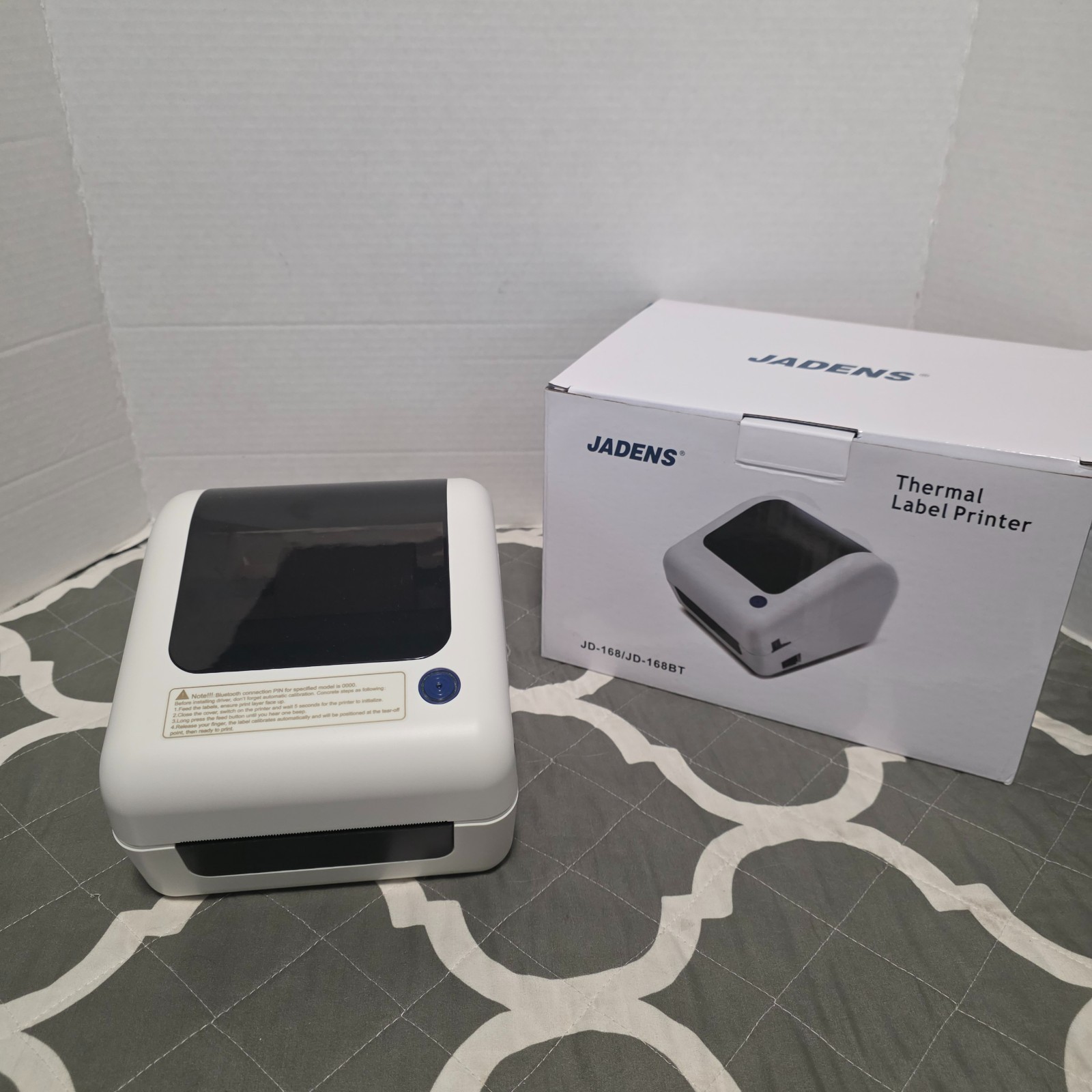 JADENS JD-168 Thermal Shipping Label Printer Wireless Bluetooth 4"x6" White 