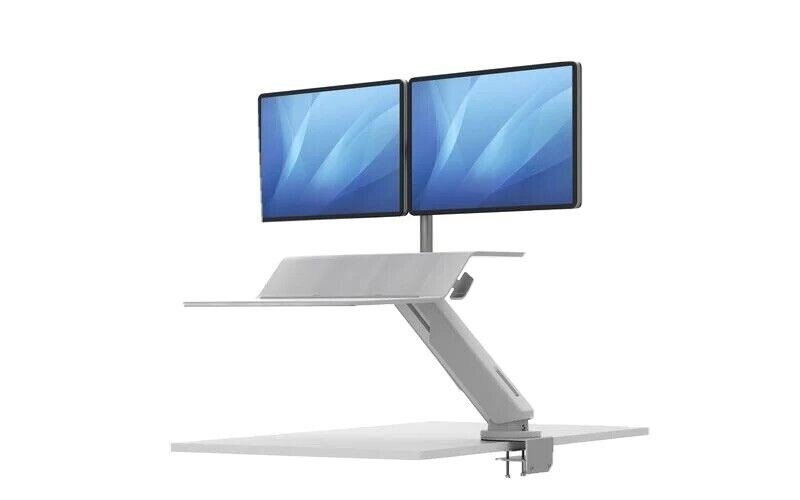 FELLOWES/ESI LOTUS-RT2-WHT DUAL MONITOR SIT-TO-STAND WORKSTATION,  NEW