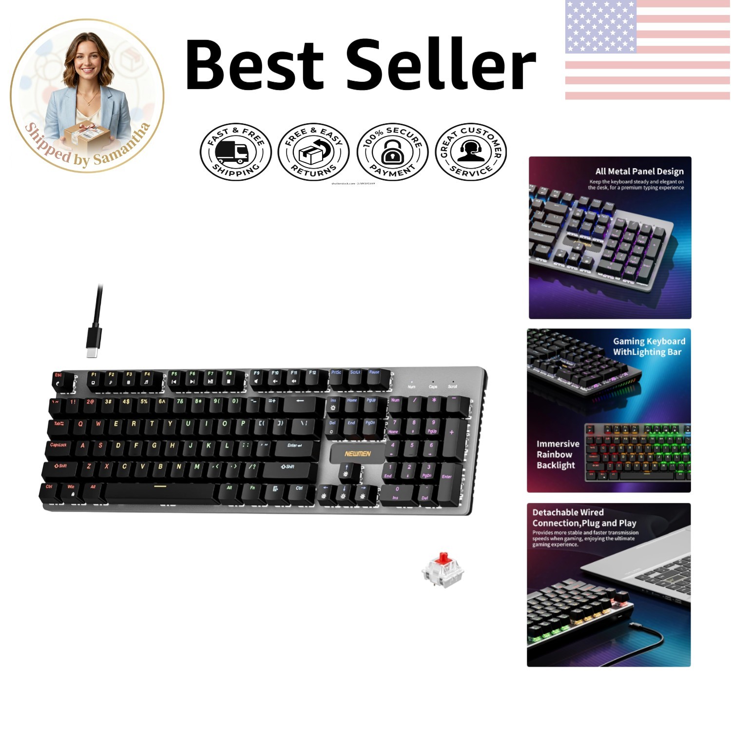 GM325Pro Mechanical Gaming Keyboard - Detachable USB & Full-Key Rollover