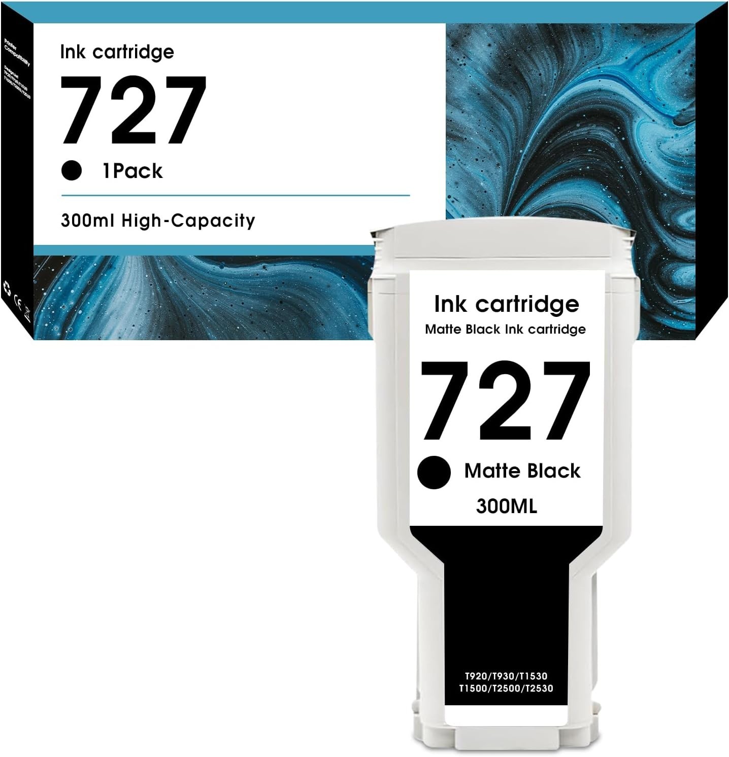 727 Matte Black Ink Cartridge 300mL for HP DesignJet T920 T930 T1500 T2500