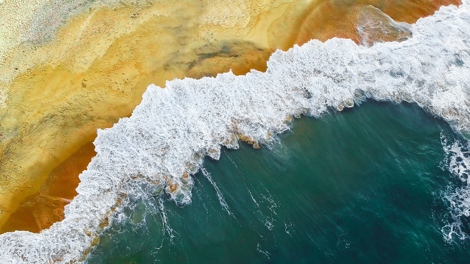 Landscape water beach waves nature aerial view sea foam Custom Gaming Mat Desk
