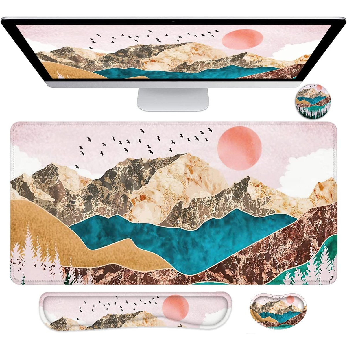 Lateefah Large Extended Mouse Pad Keyboard Wrist Rest Waterproof Non-Slip
