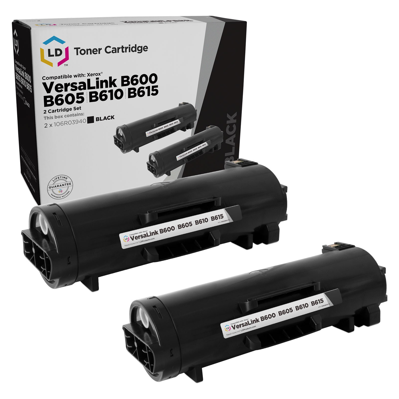 LD Compatible Toner Cartridge Replacements for Xerox 106R03940 (Black, 2-Pack)