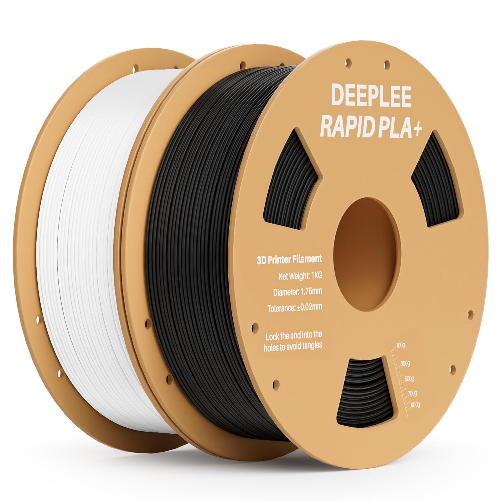 DEEPLEE Rapid PLA Plus Filament 1.75mm 2 Pack 1kg Black & White