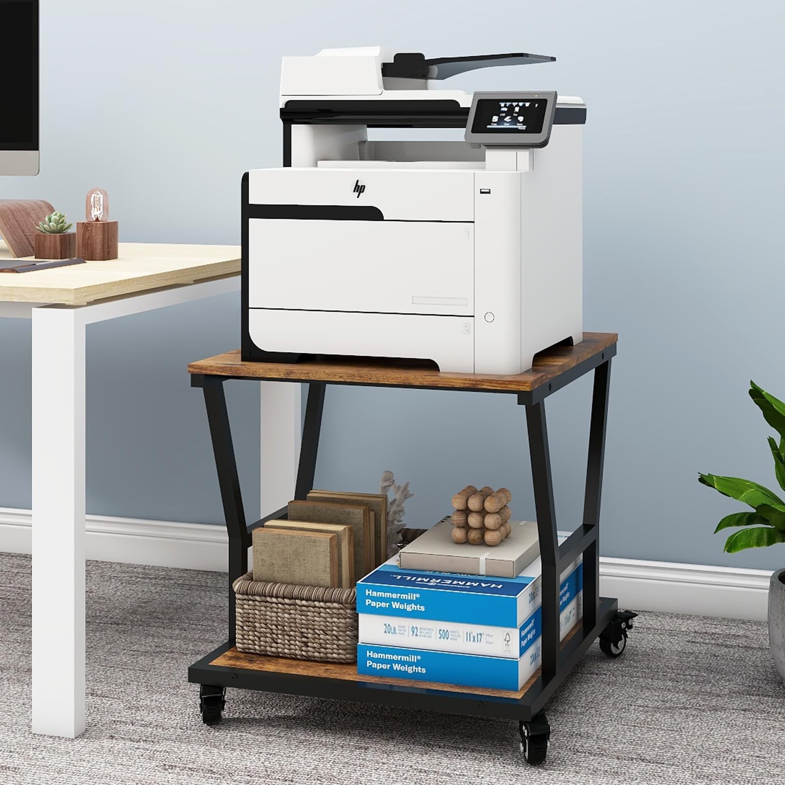 Natwind 2 Tier Printer Stand, 24''x24'',for Large Heavy Printers, Retro | Pri...