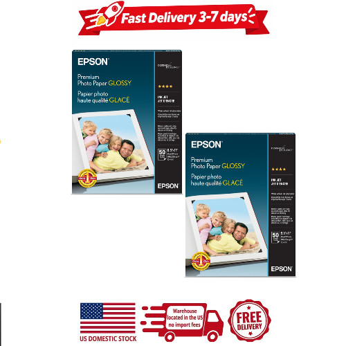 2 pack Epson Premium Photo Paper Glossy 8.5x11 50 sheets S041667