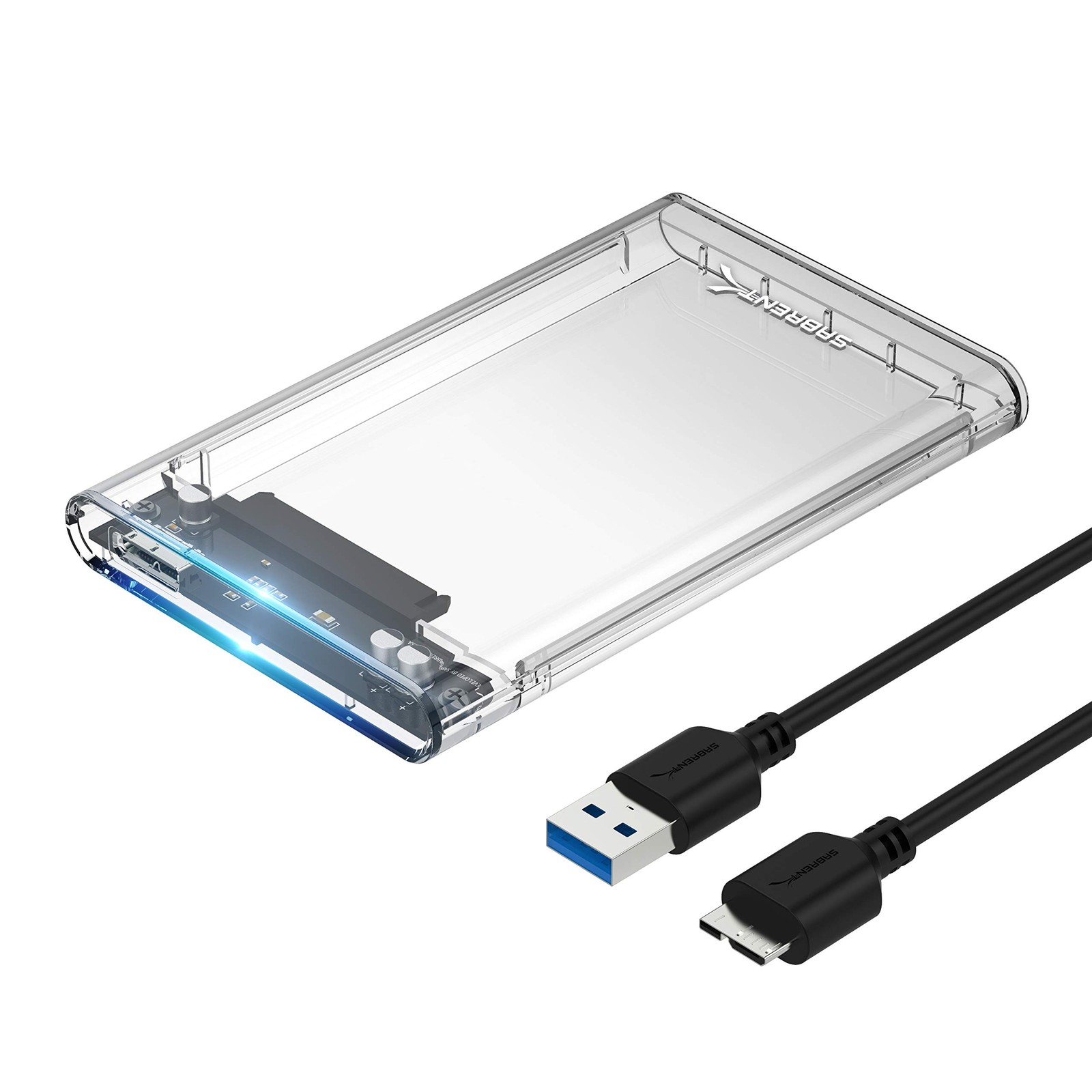 SABRENT 2.5in SATA to USB 3.0 Clear SSD/HDD Enclosure Clear,