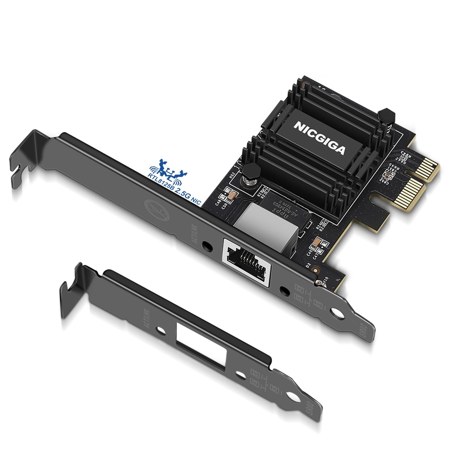 NICGIGA 2.5G Base-T PCIe Network Adapter, Realtek RTL8125B NIC-2.5G, black