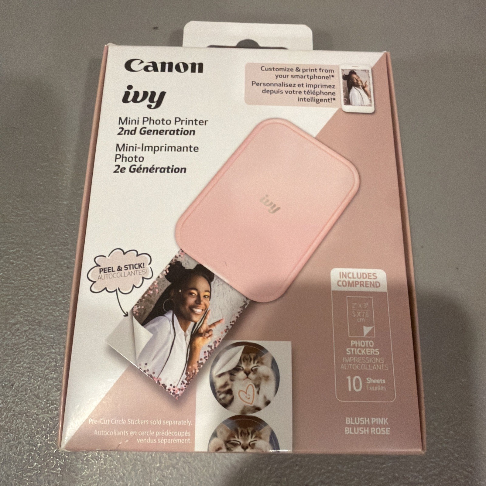 NEW Canon 5452C017 IVY CLIQ2 Mini Portable 2x3" Photo Printer (Blush Pink) NIB