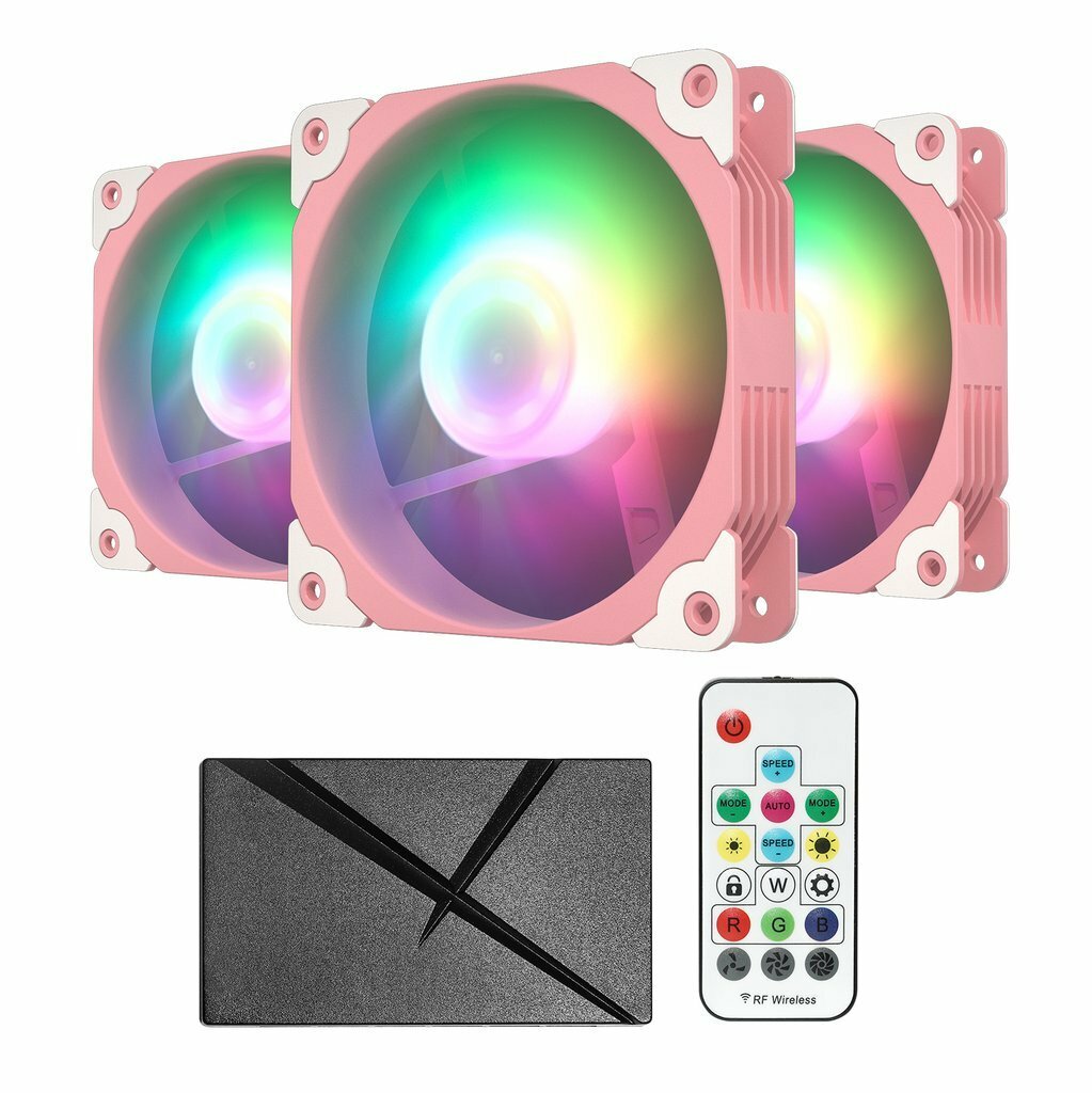 3 Pack 120mm ARGB LED Computer Case Fan for PC CPU Cooling Addressable RGB Pink