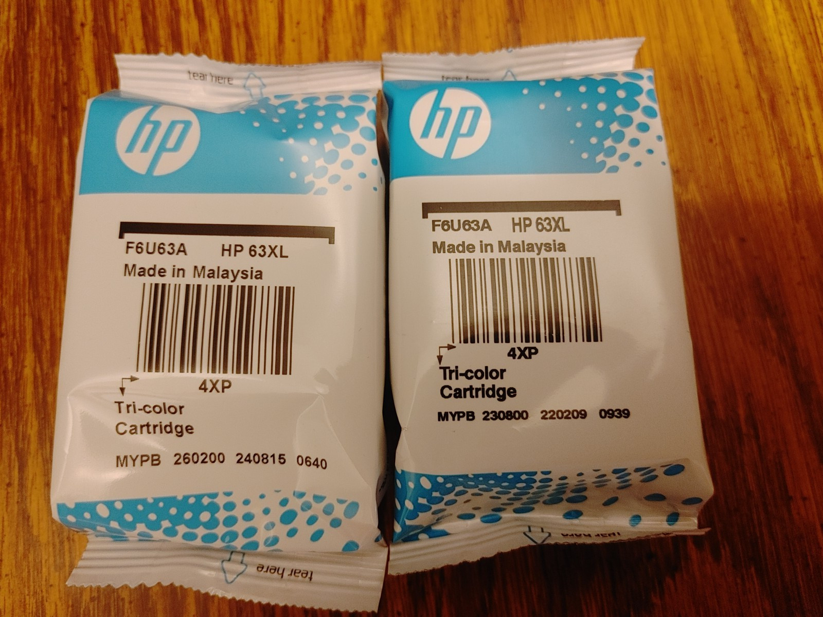 TWO 2 Genuine OEM HP 63XL Tri-color Ink Bulk Packaging 