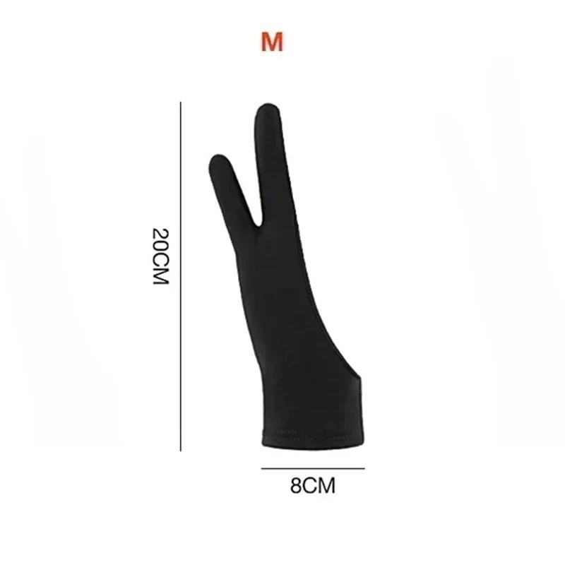 Two Finger Anti-fouling Glove Drawing & Pen Graphic Tablet Pad For Artist Black