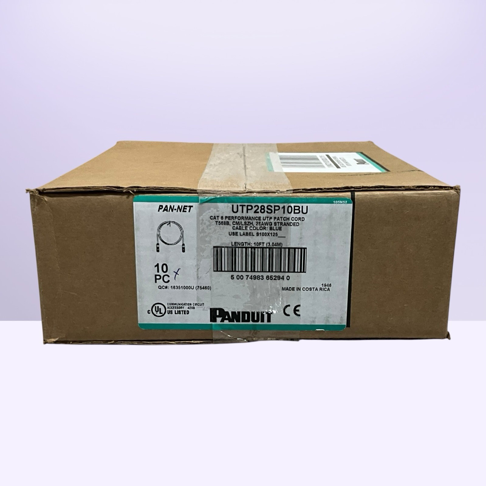 Panduit UTP28SP10BU 10FT CAT 6 Patch Cable/Cord  Blue  NEW BOX 10PC