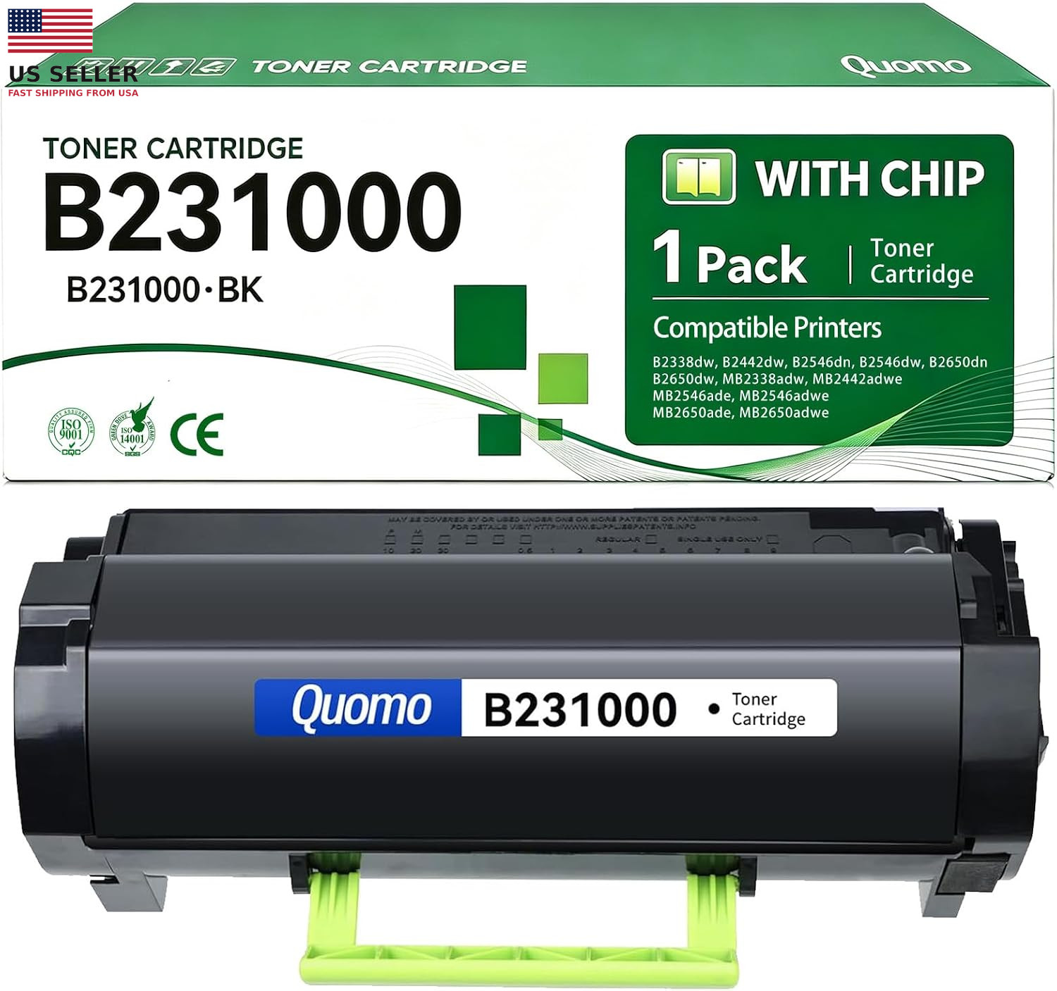 B231000 Black Toner Cartridge (With Chip) Replacement for Lexmark B231000 B241H