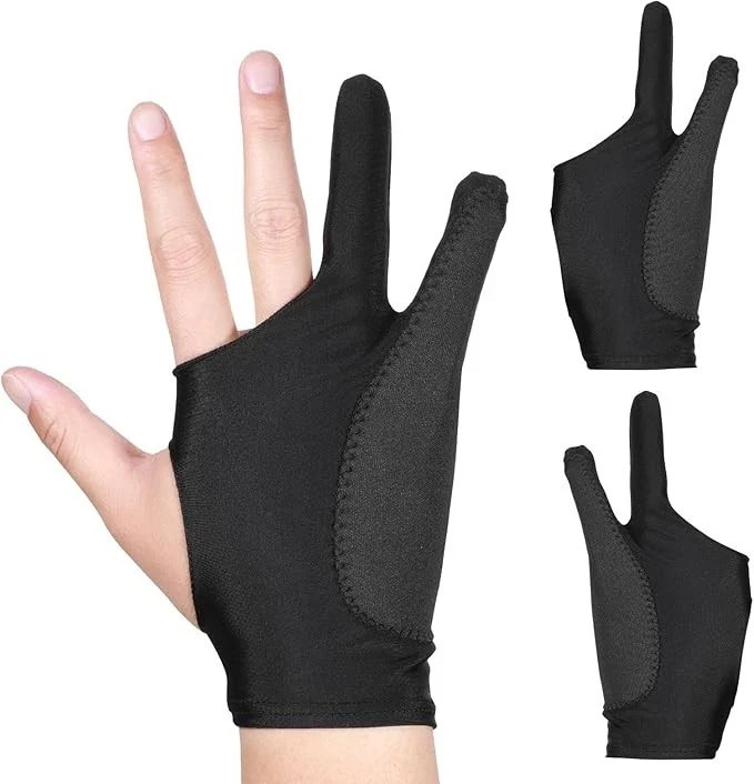 2 Pcs Digital Drawing Gloves Two-Finger Artist Gloves for Tablet Paper Sketching