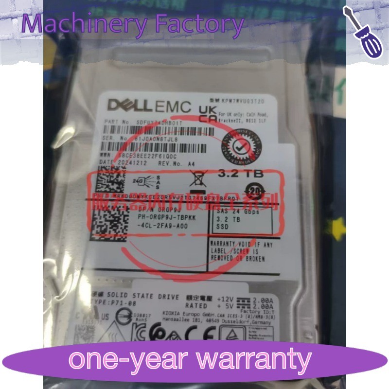 New Dell R750 24GB 0RGP9J KPM7WVUG3T20 3.2TB SAS SSD Hybrid Solid State Drive
