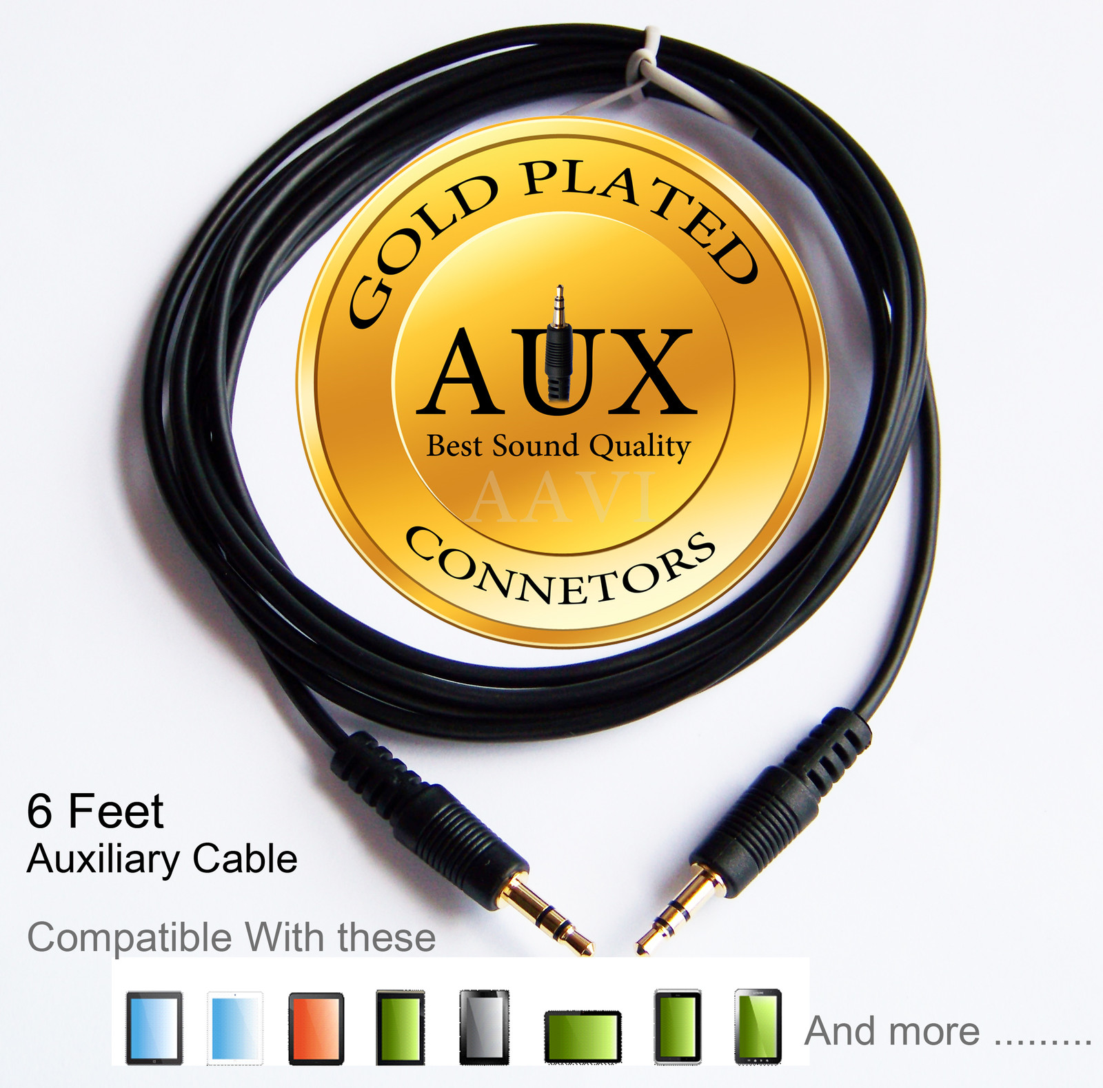 3.5mm Auxiliary Cable Male to Male Stereo Audio Cable for MP3 CAR PC 6 Feet