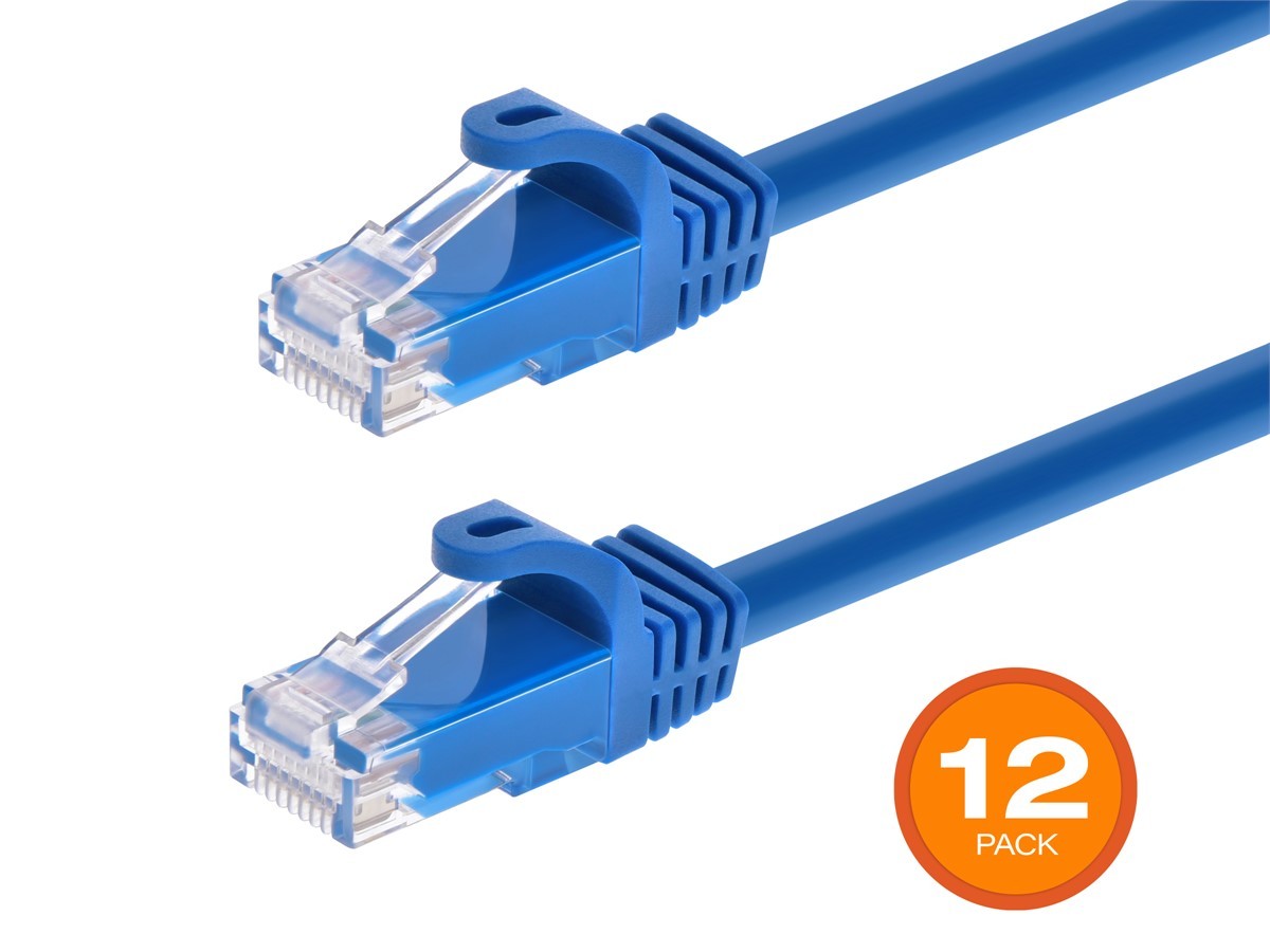 Monoprice Cat6 Ethernet Patch Cable - 5ft - Blue (12-Pack) 550MHz, UTP, 24AWG