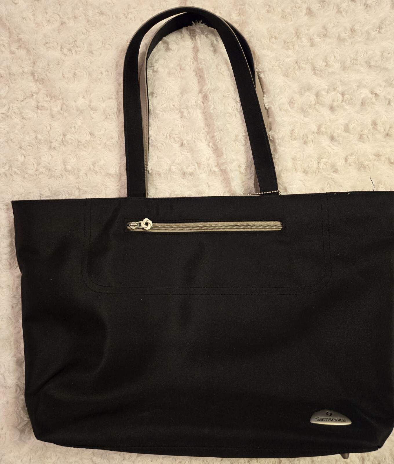 NWOT Samsonite Black & Tan Travel Shoulder Bag w/ 15" Laptop & Clutch Pouches
