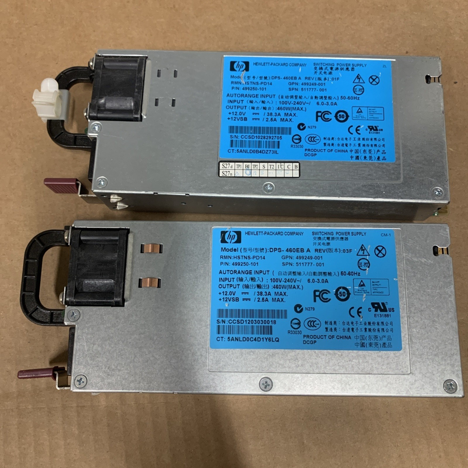 2-PACK HP ML350 DL360 DL380 G6 G7 460W PSU - 499250-101 / HSTNS-PD14 / DPS-460EB